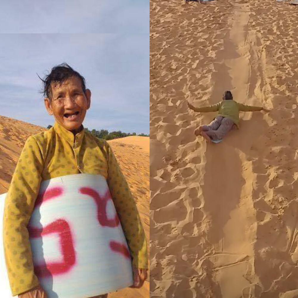 Cụ già 71 tuổi trượt cát ngoạn mục ở Mũi Né, đằng sau nụ cười lạc quan là câu chuyện buồn