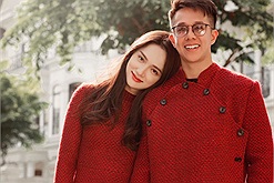 Hương Giang và Matt Liu diện áo dài đỏ bên nhau ngày đầu năm mới