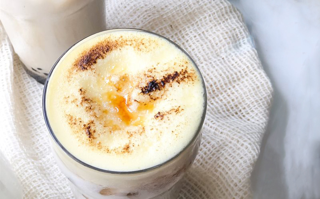 cách làm sữa tươi kem trứng trân châu đường đen 
