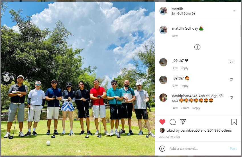 Hương Giang đi chơi golf chứng tỏ vẫn còn yêu Matt Liu