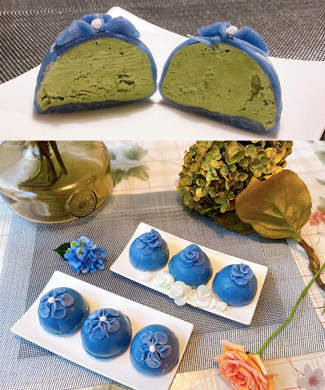Mochi matcha - Sự kết hợp hoàn hảo giữa bột, đường và trà xanh. Bánh được làm từ bột gạo nếp, khiến bánh có độ nhão nhưng không dẻo và trà xanh thơm mùi hương nồng nàn. Xem hình để thấy được vẻ đẹp rực rỡ và màu sắc tuyệt vời của bánh.
