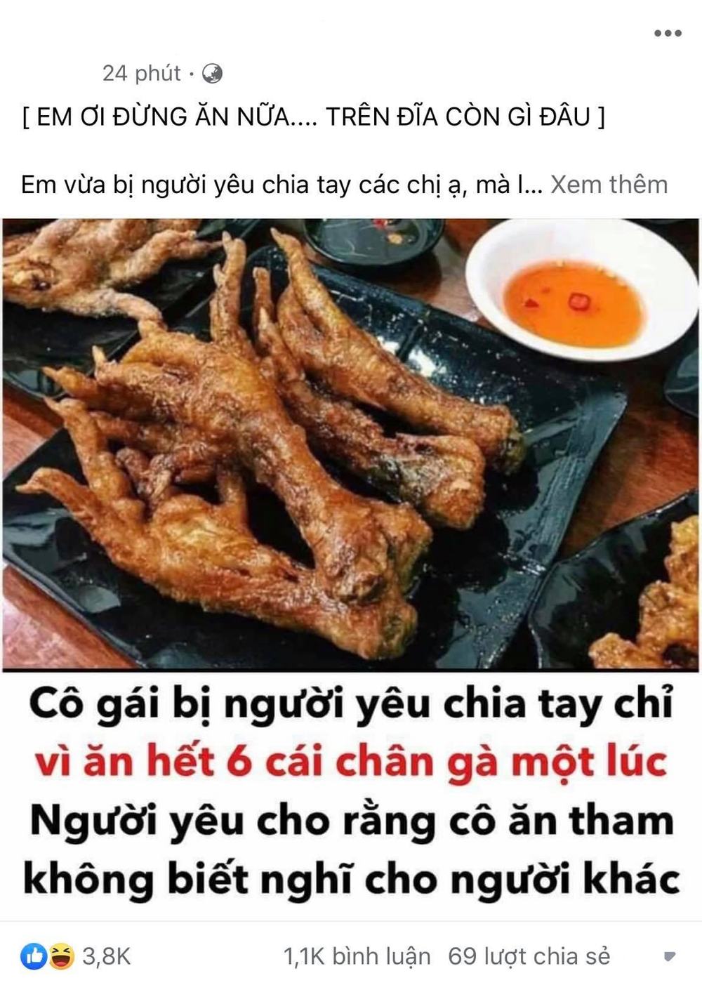 cô gái bị người yêu chia tay vì ăn hết 6 cái chân gà một lúc