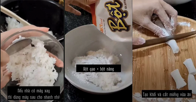 cách làm bánh gạo từ cơm nguội tiktok