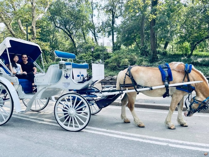 Trần Bảo Sơn đưa "ái nữ" khám phá thành phố New York bằng xe ngựa