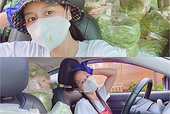 Biến xe tiền tỉ thành xe chở thực phẩm, Nam Thư tự làm tài xế mang rau đến tận nhà cho bà con suốt những ngày dịch