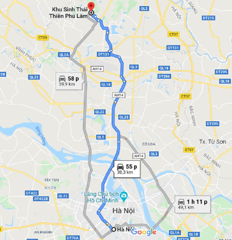 Đường tới khu du lịch Thiên Phú Lâm 