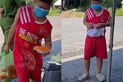 Cậu “shipper” 7 tuổi mang xôi đến tặng các chú bộ đội: “Bà cháu mới cúng, xôi ngon lắm”