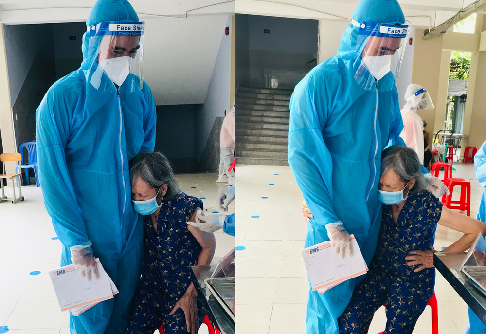 nữ bác sĩ ôm cháu bé chạy bộ để cấp cứu kịp thời, nam TNV trở thành chỗ dựa động viên bà cụ tiêm vaccine