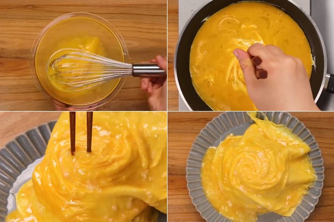 Cách làm cơm cuộn trứng Omurice lốc xoáy