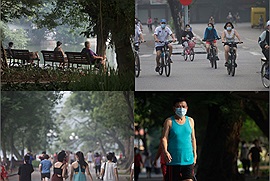 Sau khi được phép ra ngoài tập thể dục, người dân Hà Nội nô nức chạy bộ, đạp xe trên các con phố xung quanh Hồ Gươm
