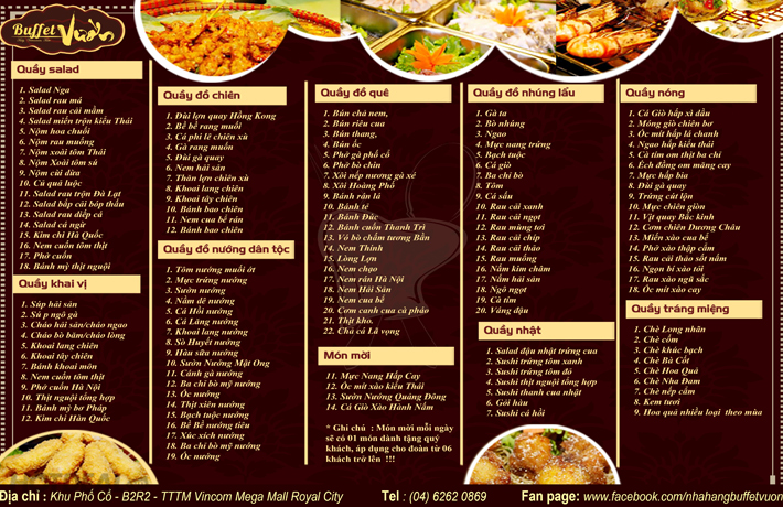 menu Buffet Vườn Royal City Hà Nội
