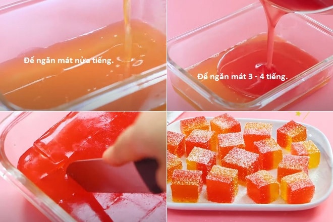 Cách làm kẹo dẻo cam dưa hấu từ lá gelatin