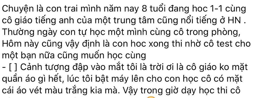 Chia sẻ của phụ huynh khi thấy cô giáo dạy con mình đang không mặc đồ