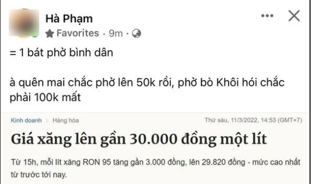 giá xăng chạm mốc kỉ lục bằng 1 bát phở