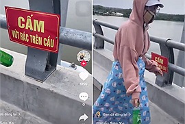 Quay clip câu views cô gái khiến cư dân mạng phẫn nộ trước hành vi xả rác xuống sông