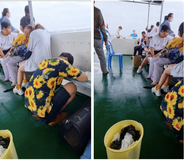 Các du khách phải trải nghiệm cảm giác ám ảnh khi ngồi thuyền ra đảo Phú Phú