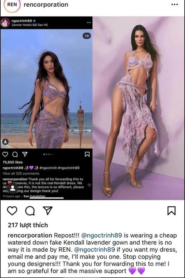 Ngọc Trinh thừa nhận chuyện đạo váy của Kendall Jenner một cách trắng trợn 