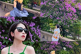 Góc "sống ảo" mùa hè tại Hà Nội: bằng lăng tím nở rộ rực cả trời, giới trẻ Hà Thành đua nhau check-in