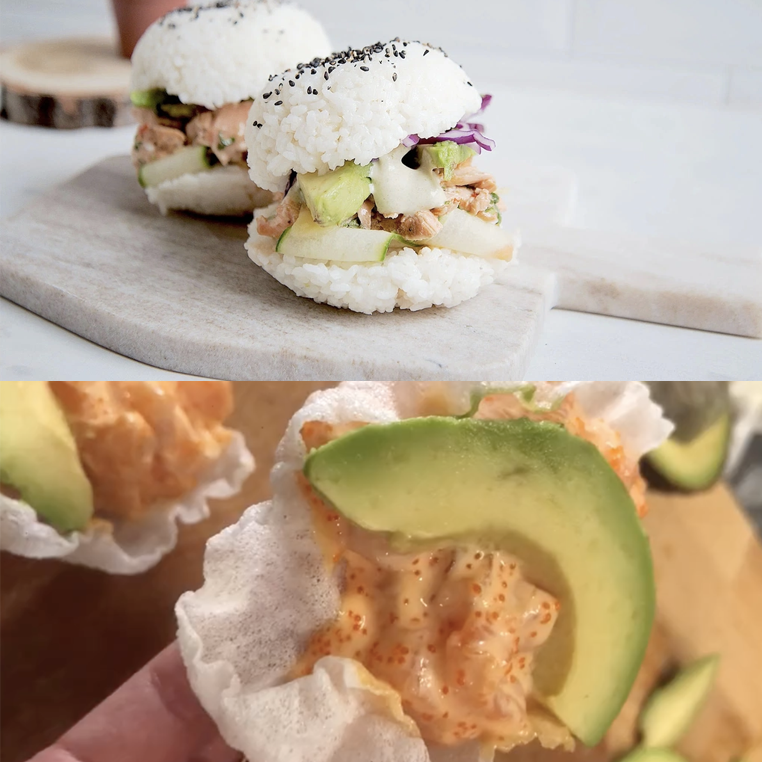 Sushi burger và snack bánh tráng kẹp sashimi cá hồi - 2 món Nhật phiên bản fast food “tự chế" đang hót hòn họt 