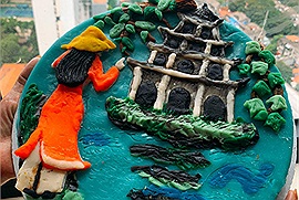 Cận cảnh món xôi đậu Hàn Quốc tạo hình Hồ Gươm quen mà lạ, xem phần nguyên liệu mới thấy thật kỳ công