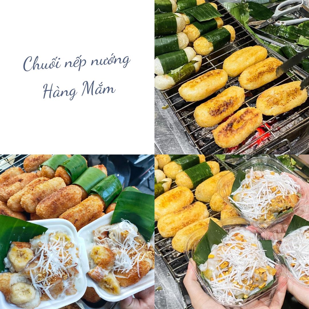 mía nướng chuối nếp nướng