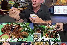 Youtuber người Mỹ chuyên review ẩm thực đến với chợ Hồ Thị Kỷ, "hú hồn" vì ăn cả ngày nhưng không hết 1 triệu