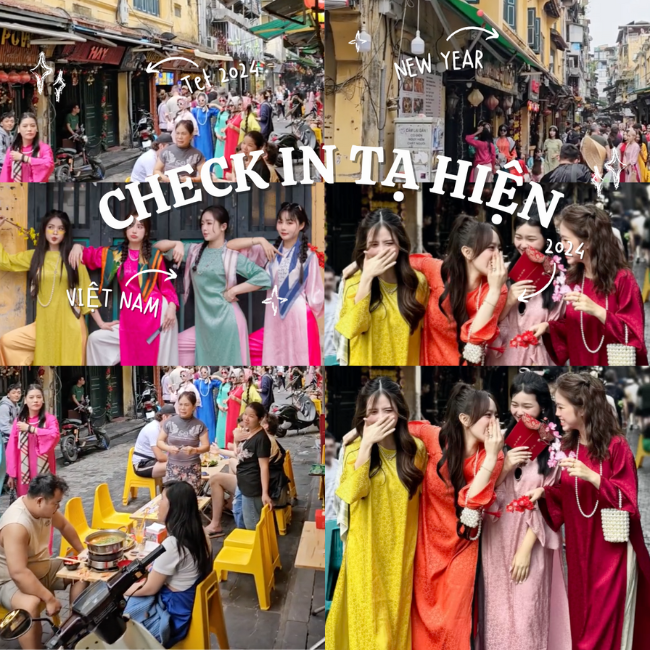 Một con phố Hà Nội đông nghịt các bạn trẻ đến check in ảnh đẹp trước Tết