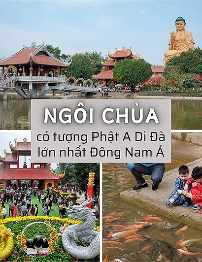 Ngôi chùa có bức tượng Phật A Di Đà lớn nhất Đông Nam Á tăng sức hút cho du lịch phía Tây Hà Nội