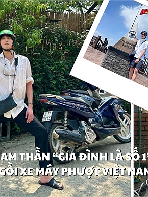 Nam thần “Gia đình là số 1” ngồi xe máy phượt Việt Nam 3 ngày liền và chỉ ăn quán vỉa hè