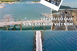 Thích thú với cây cầu gỗ vượt sông dài nhất Việt Nam, ai đứng lên cũng được trải nghiệm cảm giác mạnh
