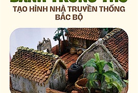 Bánh Trung thu tạo hình nhà truyền thống Bắc Bộ gây "bão" mạng: "Dùng chút sức nhỏ bé này lưu giữ mãi về sau"