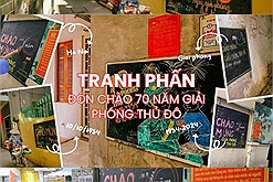 Những bức tranh mộc mạc bằng phấn trong các con ngõ nhỏ Hà Nội mừng 70 năm Giải phóng Thủ đô