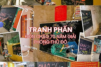 Những bức tranh mộc mạc bằng phấn trong các con ngõ nhỏ Hà Nội mừng 70 năm Giải phóng Thủ đô