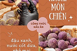 Công thức khoai môn chiên kết hợp cùng đậu xanh, nước cốt dừa, phô mai kéo sợi