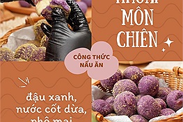 Công thức khoai môn chiên kết hợp cùng đậu xanh, nước cốt dừa, phô mai kéo sợi