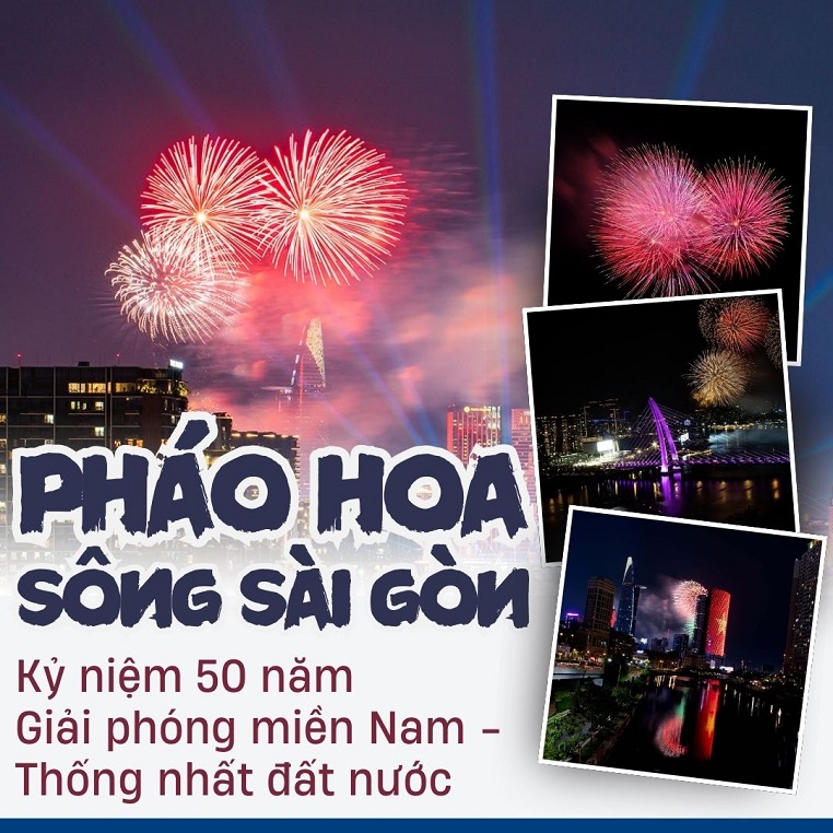 Loạt ảnh pháo hoa rực rỡ trên sông Sài Gòn kỷ niệm 50 năm Giải phóng miền Nam - Thống nhất đất nước từ các thành viên Check in Vietnam