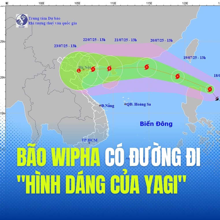Bão Wipha sắp gây mưa to ở phía Bắc và có đường đi "hình dáng của Yagi"