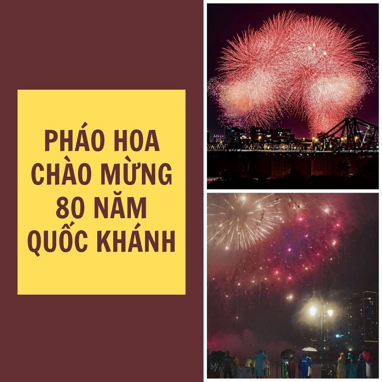 Nam - Bắc cùng vui ngắm pháo hoa chào mừng 80 năm Quốc khánh bất chấp trời mưa