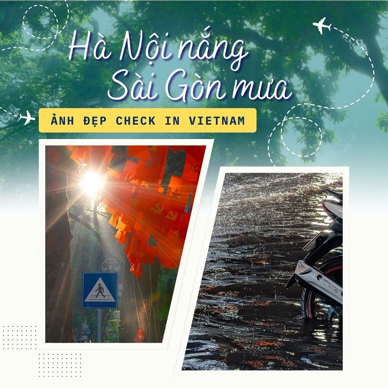 Thú vị hai bộ ảnh đối lập thời tiết giữa Hà Nội và Sài Gòn: Nơi thực tại, chốn mộng mơ
