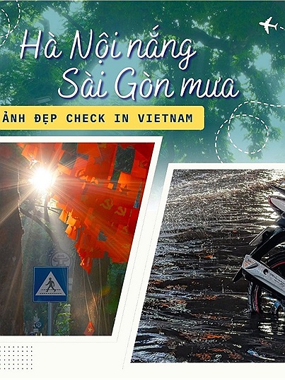 Thú vị hai bộ ảnh đối lập thời tiết giữa Hà Nội và Sài Gòn: Nơi thực tại, chốn mộng mơ