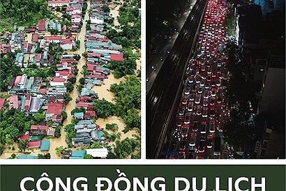 Cộng đồng du lịch "lăn lộn" trong mùa lũ lụt ở miền Bắc và miền Trung