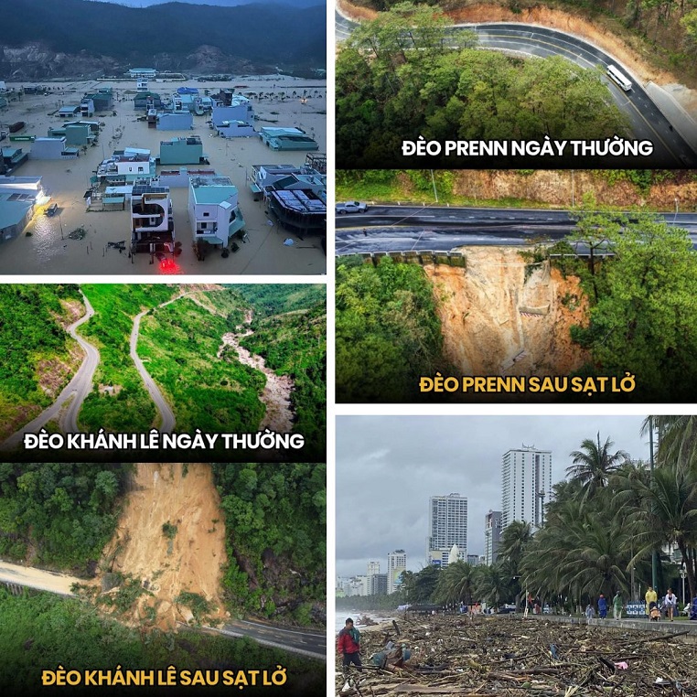 Hình ảnh lũ lụt, sạt lở hoành hành ở Nam Trung Bộ gây nhói lòng