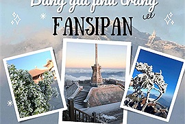 Hình ảnh băng giá phủ trắng đỉnh Fansipan báo hiệu một mùa săn băng tuyết rầm rộ