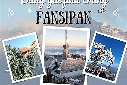 Hình ảnh băng giá phủ trắng đỉnh Fansipan báo hiệu một mùa săn băng tuyết rầm rộ