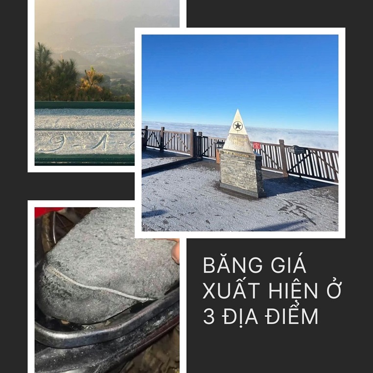 Băng giá xuất hiện ở 3 địa điểm của miền Bắc và miền Trung chỉ trong vài ngày